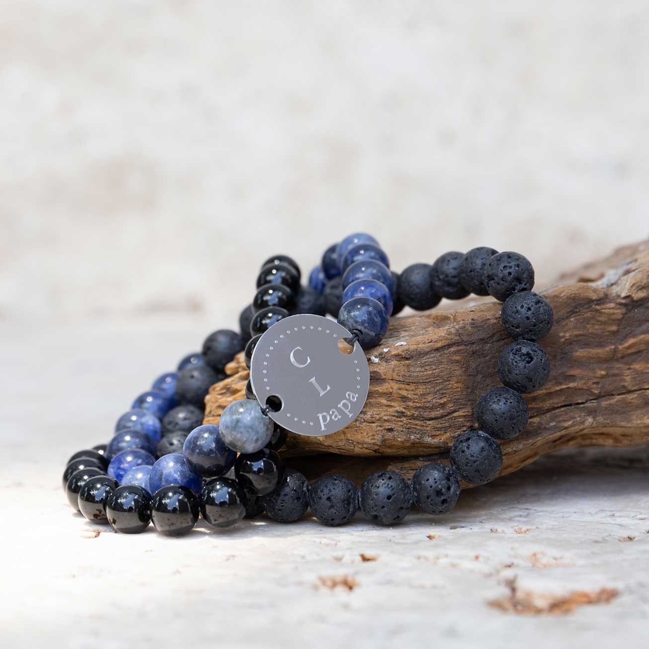 bracelet pierres homme personnalise sodalite papa